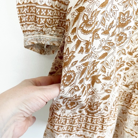BOGO! Cleobella Rosy Block Print Cotton Mini Dress Tan Size Small - Picture 6 of 11